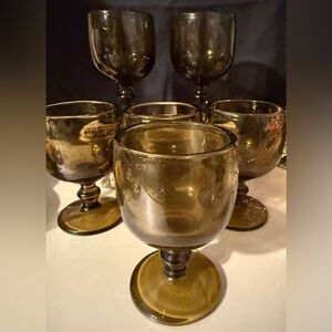 6 Hoffman house style big chunky glass cordial glasses. 4.75”H. 6oz. Vintage